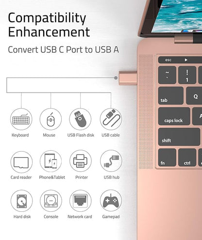 Syntech [2 Pack USB Male to USB3 Female Adapter Compatible with iPhone 16 Pro Max iMac iPad mini/Pro 2023 Pro MacBook Air 2020 and Other Type C Devices, Rose Gold