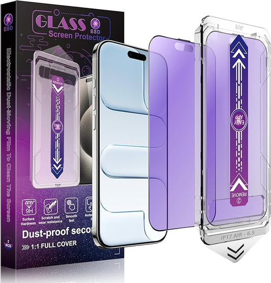 CHRYSHA 2-Pack Anti Blue Light Matte Screen Protector for iPhone Air 6.5-Inch, Auto Dust Removal, No Bubbles, High Definition Clear, Easy Installation