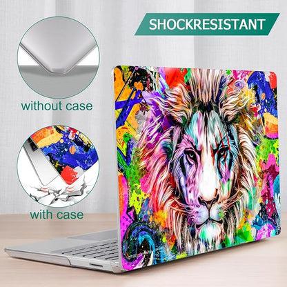 Tuiklol Case for 15 Inch Microsoft Surface Laptop 5/4/3 2022-2020, Model 1979/1953/1872/1873 Hard Shell Cover, Keyboard Cover+Screen Protector+Dust Plugs,Lion