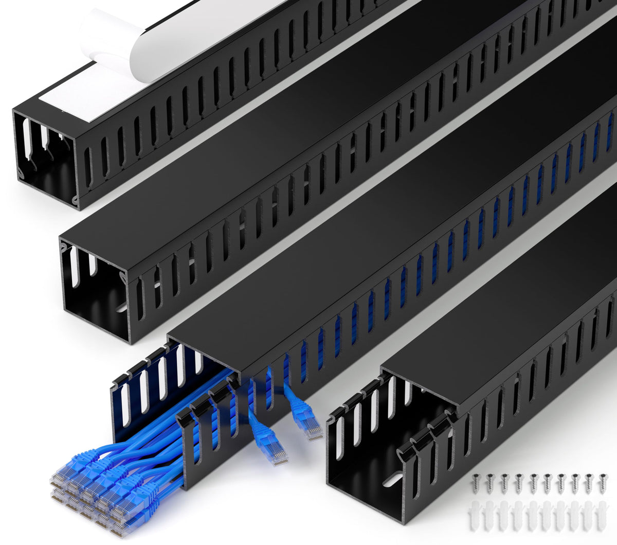ZhiYo 2"H x 2.4"W Cable Management Raceway, 95in Under Desk Channel, Black