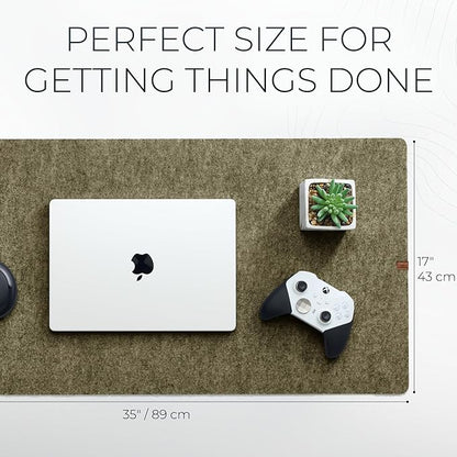 Nordik Large Felt Desk Mat – Timber Moss Green – 35 x 17 inch – Computer Desk Mat – Keyboard and Mouse Pad – Large Desktop Felt Pad