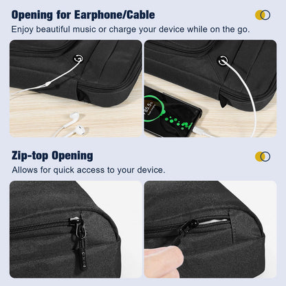 MoKo 15 Inch 360° Protective Laptop Sleeve Shoulder Bag with Earphone Port