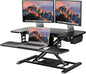 SANODESK 35" Electric Standing Desk Converter,Height Adjustable Riser for Office Home, Monitor and Laptop Workstation with Large Keyboard Tray,Black Color