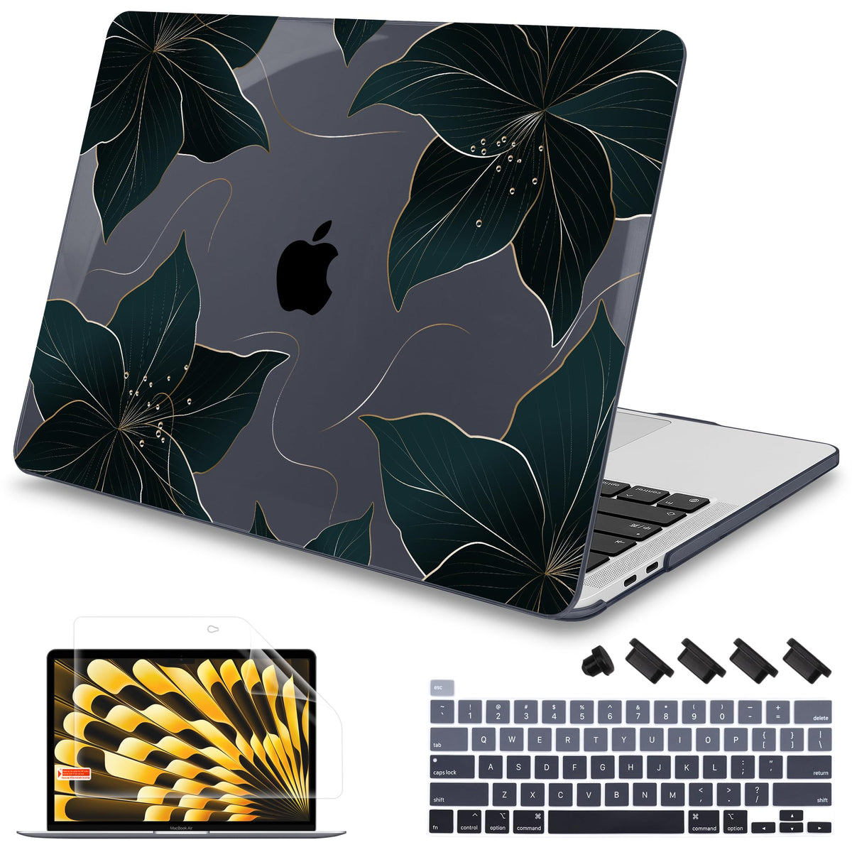 Mektron Designed Case for MacBook Pro 16 Inch A2141 Cover 2019 Release 16" with Liquid Retina Display/Touch ID, Plastic Hard Shell with Keyboard Skin & Screen Protector, Butterfly Flower C077