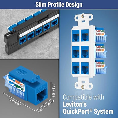 Everest 45° Angled RJ45 Cat5e Keystone Jacks 20-Pack in Blue - Slim Profile Female RJ45 Connectors - Cat 5e Keystone Jack - Compatible with 45° Angled Speed Termination Tool - 45Term (B0BL3GS7ZY)