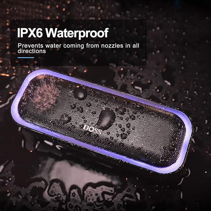 DOSS SoundBox Pro Bluetooth Speaker with 20W Stereo Sound, Active Extra Bass, IPX6 Waterproof, TWS Pairing, Multi-Colors Lights, 20H Playtime, Portable for Outdoor-Cypress Green