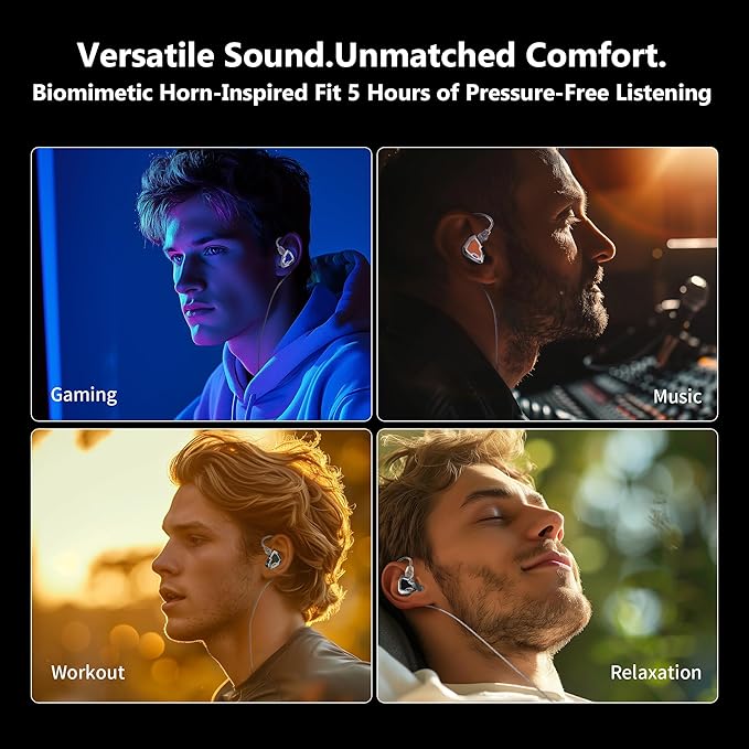 MS2 PRO in-Ear Monitor, 10.2mm Dual-Magnetic Drivers 1DD+1BA Hybird IEMs Wired Earbuds, Zinc Alloy Integrated Molding, Pneumatic Filters for Audiophile Musicians, Detachable 4.4mm OFC Cable