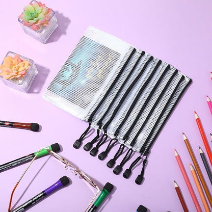 Jetec 32 Pcs Mesh Zipper Bags Toy Storage Bikini Organizer Bag Bolsas Para Guardar Trajes De Baño Waterproof Zipper Reusable Pouch Puzzle Multipurpose for Storage Office(Black,7.5 x 5 Inch)