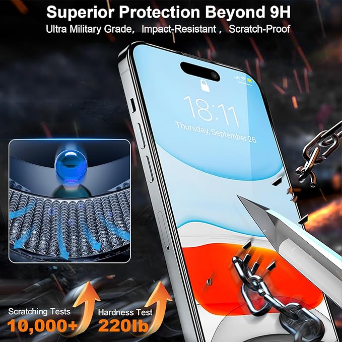 2 Pack Screen Protector for iPhone 16,Durable and Drop-Proof with 9H Hardness,Bubble-and-Dust-Free 16 HD High-Aluminum Tempered Glass,Easy Installation Exclusively