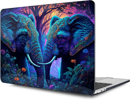 MEEgoodo Case for MacBook Pro 13 inch 2022 2021 2020 New A2338 M2/M1 A2251 A2289, Laptop Hard Shell Cases with Keyboard & Camera Cover Compatible Case, Elephants (A2338/A2251/A2289)