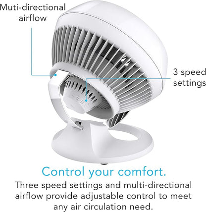 Vornado 460 Whole Room Air Circulator, Small Fan with 3 Speeds, Adjustable Tilt, Easy to Clean, Moves Air 70 Feet, Quiet Fan for Home, Office, Bedroom, White