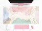Cute Pastel Mint Green Forest Sage Desk Mat Anime Large Gaming Mouse Pad XL, Aesthetic Sunrise Laptop Computer Keyboard Mouse Mat, Women Office Desk Decor Cover Mat with Stitched Edges 31.5"x11.8"
