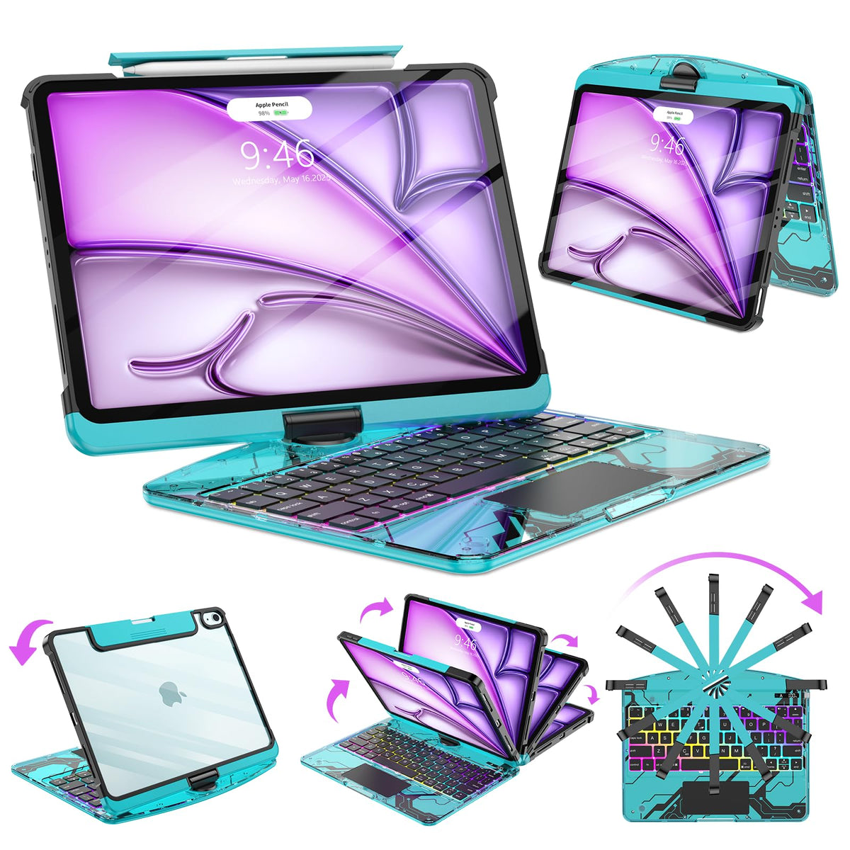 SIBEITU Clear Keyboard Case for iPad Pro 13 Inch M5 2025 M4 2024, White