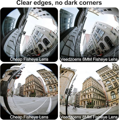 8MM 220°Fisheye Lens for iPhone Android Smartphone, Compatible with SmallRig NEEWER Phone Cage, with 17mm Thread Universal Phone Lens Clip and Black Portable Bag