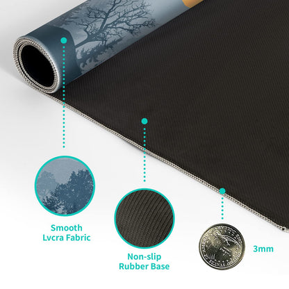 Mountain Gaming Mouse Pad 31.5x11.8 Inch Forest Large Mousepad Extended Grey Mousepad Gaming Non-Slip Rubber Base Stitched Edges Keyboard Mouse Mat Desk Pad for Office Home and Game