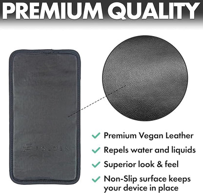 Folden Airplane Phone Holder, Foldable Cell Phone Stand Desk – Flexible Tablet Phone Holder for Bed, Desk, Office, Treadmill – Mobile Stand Phone Accessories, Plane Travel Essentials (Vegan Leather)