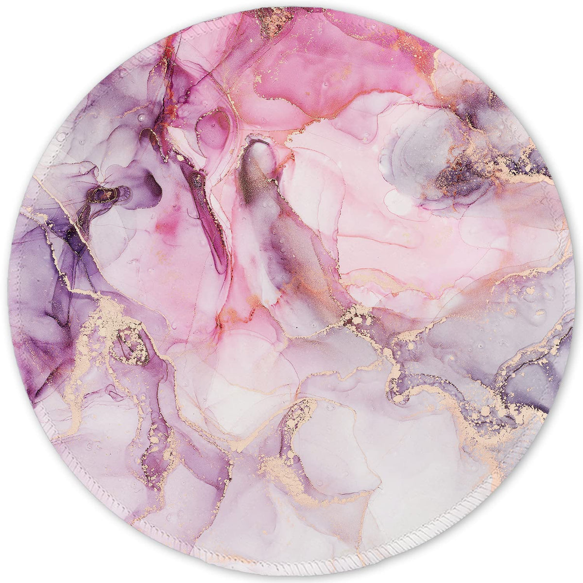 ITNRSIIET Round Mouse Pad with Stitched Edge Premium-Textured Waterproof Non-Slip Rubber Base Desktop Protection Mat Diameter 8.7 inches, Rose Gold Marbling
