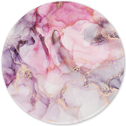 ITNRSIIET Round Mouse Pad with Stitched Edge Premium-Textured Waterproof Non-Slip Rubber Base Desktop Protection Mat Diameter 8.7 inches, Rose Gold Marbling