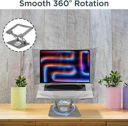 Uncaged Ergonomics Swivel Laptop Stand for Desk, Adjustable Computer iPad Stand for Desk w/ 360 Rotation, Portable Laptop Holder for Home Office Ergonomic Supplies (Space Gray)