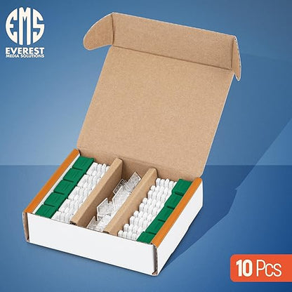 Everest 90° Angled RJ45 Cat6A Keystone Jacks 10-Pack in Green - Slim Profile Female RJ45 Connectors - Cat 6A Keystone Jack - Compatible with 90° Angled Speed Termination Tool - easyJACK (B094WB91H3)