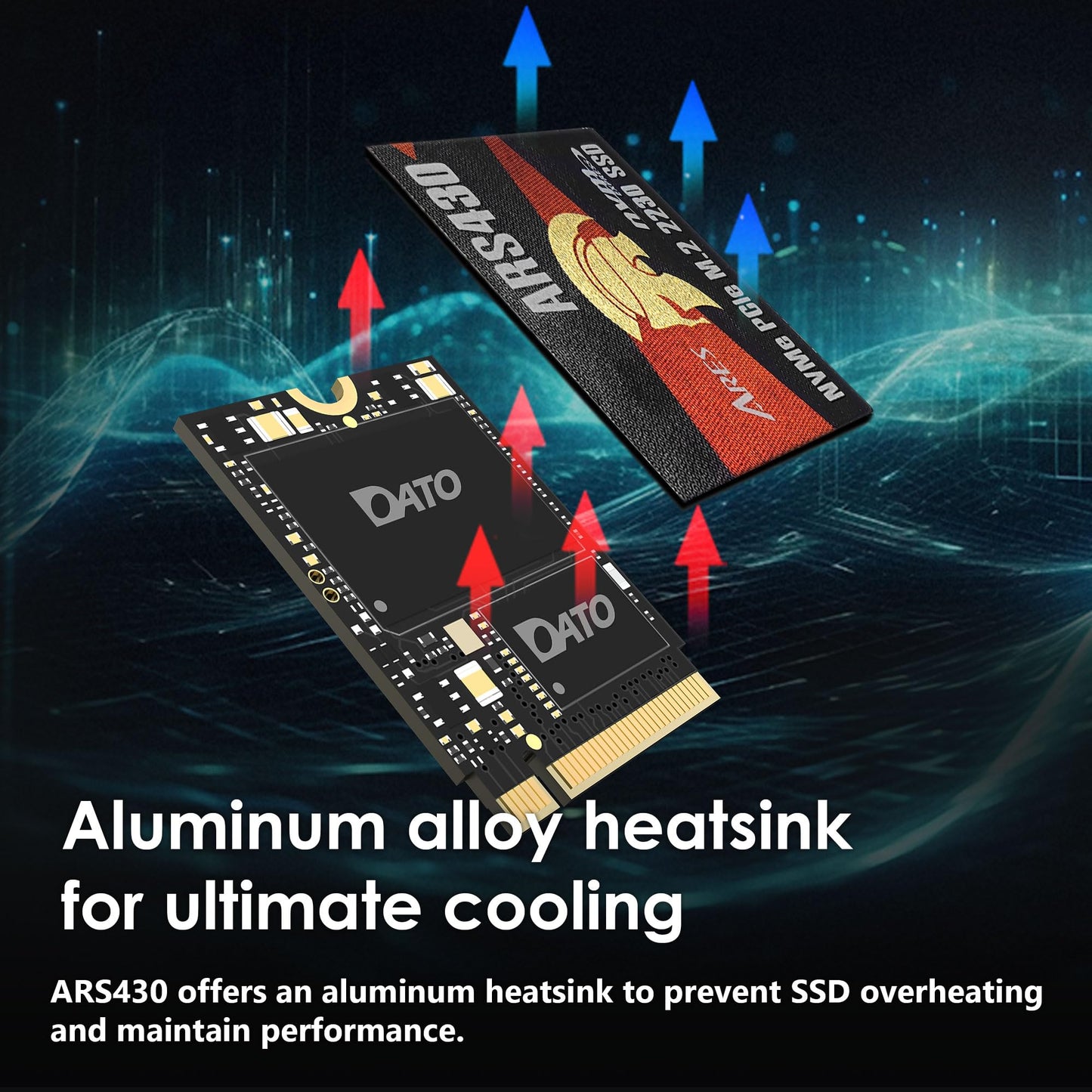 DATO M.2 2230 SSD 1TB, PCIe Gen 4x4 NVMe Internal Solid State Drive with Aluminum Heatsink, Compatible with Steam Deck, ROG Ally, Surface Pro, Mini PCs, Ultrabook, Up to 5000/3200 MB/s - ARES ARS430