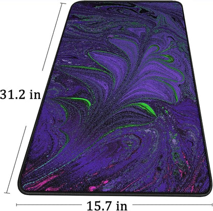 Large Mouse Pad with Stitched Edges, Durable Non-Slip Natural Rubber Base, Waterproof Computer Keyboard Pad Mat for Esports Pros/Gamer/Desktop/Office/Home - Purple Green