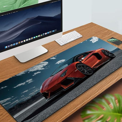 RTGGSEL 31.5x11.8 Inch Non-Slip Long Extended Large Gaming Mouse Pad with Stitched Edges XL Laptops Keyboard Mouse Mat(Lambo)