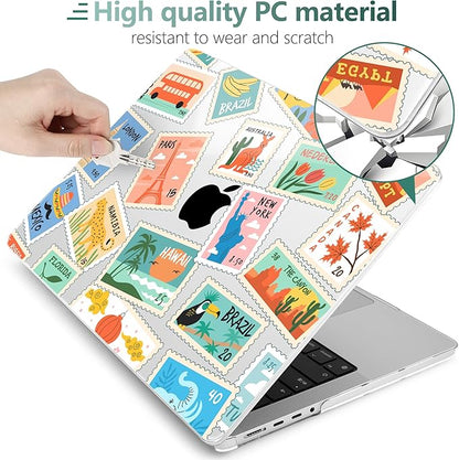 DONGKE for M4 MacBook Pro 16 Inch Case 2024 2023 2021 A3403 A3186 M3 A2991 M2 A2780 M1 A2485 Pro/Max Chip, Plastic Hard Shell Case & Keyboard Cover for Mac Pro 16 with Touch ID, Post Stamps