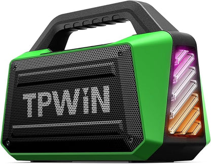 Portable Bluetooth Speaker Wireless - Loud Speakers 80W Peak, 20H Playtime, Light Show, TWS, Deep Bass, BT 5.3, IPX6 Waterproof for Outdoor Travel Camping Beach Pool - Green