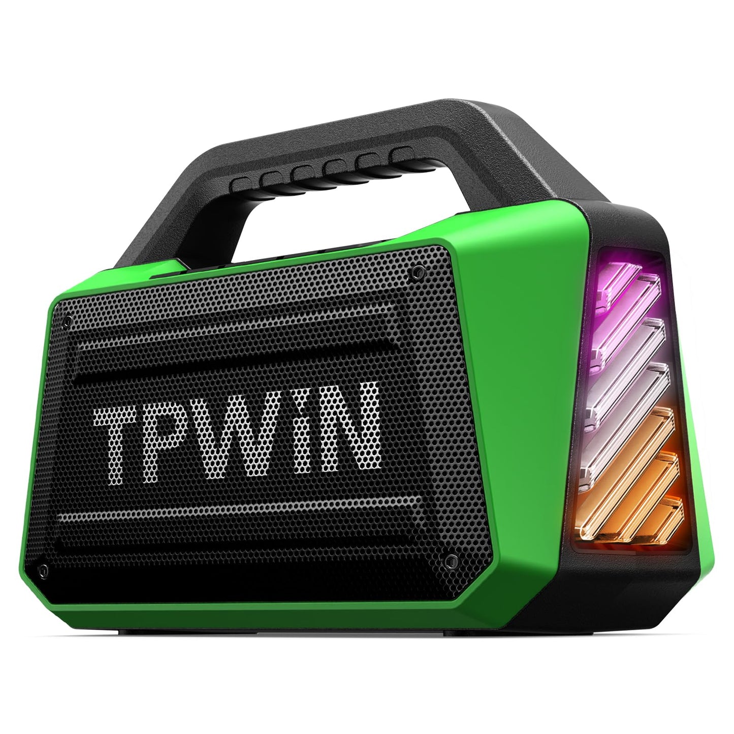 TPWIN Bluetooth Speaker - 80W Loud Rugged Outdoor Speakers, IPX6 Waterproof, 20H Playtime, Deep Bass, Lightshow, TWS, BT 5.3 Wireless, Portable for Travel Hiking Camping Beach Pool - Green