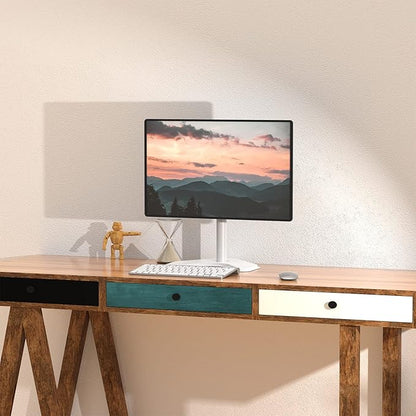 WALI Single Monitor Stand, Free Standing Desk Stand with Mounting Holes 75 to 100, Fully Adjustable Mount Fits One Screen up to 32 inch (MF001-W), White