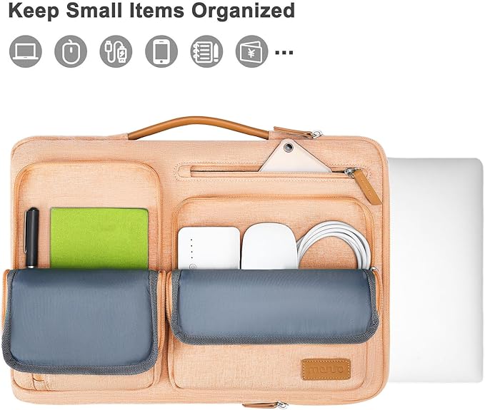 MOSISO 360 Protective Laptop Case 13.3 inch, 13-13.3 inch Laptop Sleeve Compatible with MacBook Air/Pro 13 / Pro 14,HP Dell Acer ASUS,Side Open Carrying Case with 4 Zipper Pockets&Handle, Peach Fuzz