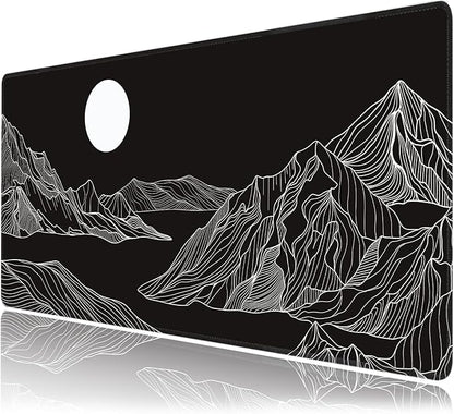 Black and White Mountain Large Mouse Pad,Gaming Keyboard Desk Pad,Extended Mouse Mat Non-Slip Rubber Base with Stitched Edges for Office Game Home XXL 35.4"x15.7"