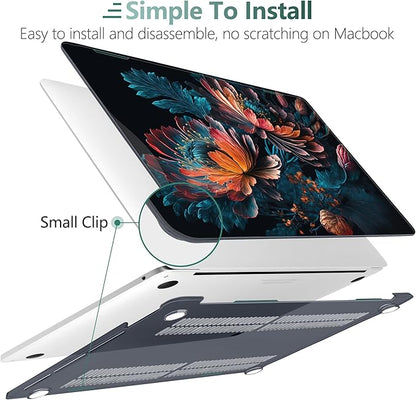 MEEgoodo Case for MacBook Pro 13 inch 2022 2021 2020 New A2338 M2/M1 A2251 A2289, Laptop Hard Shell Cases with Keyboard & Camera Cover Compatible Case, Bunch Flowers (A2338/A2251/A2289)