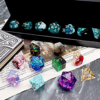 Haxtec Mystery Sharp Edge DND Dice Set, Resin Polyhedral RPG Dice