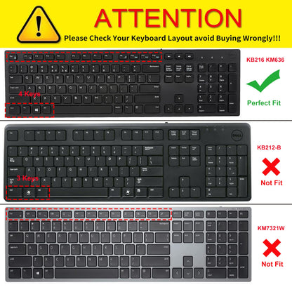 Colorful Keyboard Cover for Dell KM636 Wireless Keyboard/Dell KB216 KB216t KB216p Wired Keyboard/Dell Optiplex 5250 3050 3240 5460 7450 7050/Dell Inspiron AIO 3475/3670/3477 All-in one Desktop,Rainbow