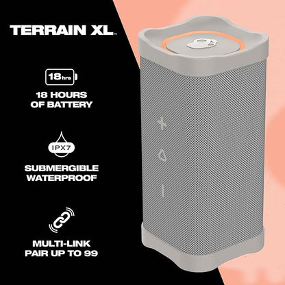 Skullcandy Terrain XL Wireless Bluetooth Speaker - IPX7 Waterproof Portable Speaker, 18 Hour Battery, Nylon Wrist Wrap, True Wireless Stereo (Bone)