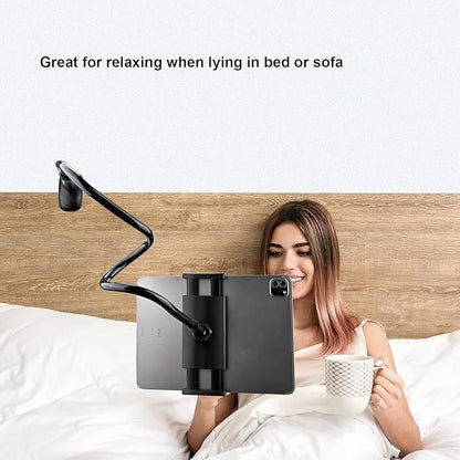 Gooseneck Tablet Phone Holder | Kindle Stand Holder for Bed | 33in Flexible Long Arm Clamp Clip Mount for iPhone, iPad, Switch, Galaxy Tabs, Kindle Fire, 4.7''-11'' Tablet Devices