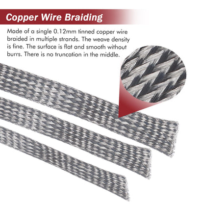 BuyUneed Tinned Copper Metal Braid Sleeving Wire Shielding 1/2inch-13ft