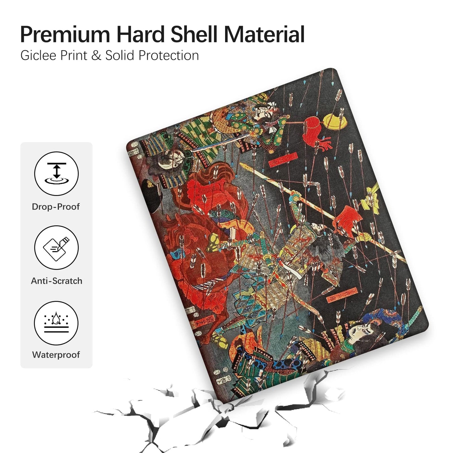 Berkin Arts Compatible with MacBook Air 13 inch Cover, 2022-2018 Release A1932 with Touch ID with Keyboard Cover & Screen Protector Ukiyo-e (The Kusunoki's Final Attack by Kuniyoshi)