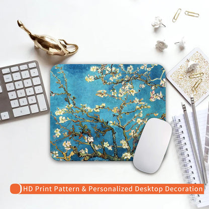 Armanza Square Mouse Pad Apricot Flower, Personalized Premium-Textured Custom Mouse Mat Design, Washable Mousepad Cloth, Non-Slip Rubber Base Computer Mouse Pads for Wireless Mouse