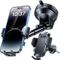 [2025 True Military-Grade] Car Phone Holder [Upgraded Strongest Suction & Clip] Cell Phone Mount for Dashboard Windshield Vent,Truck Cradle Stand for iPhone 16 Pro Max Samsung Android (Black)