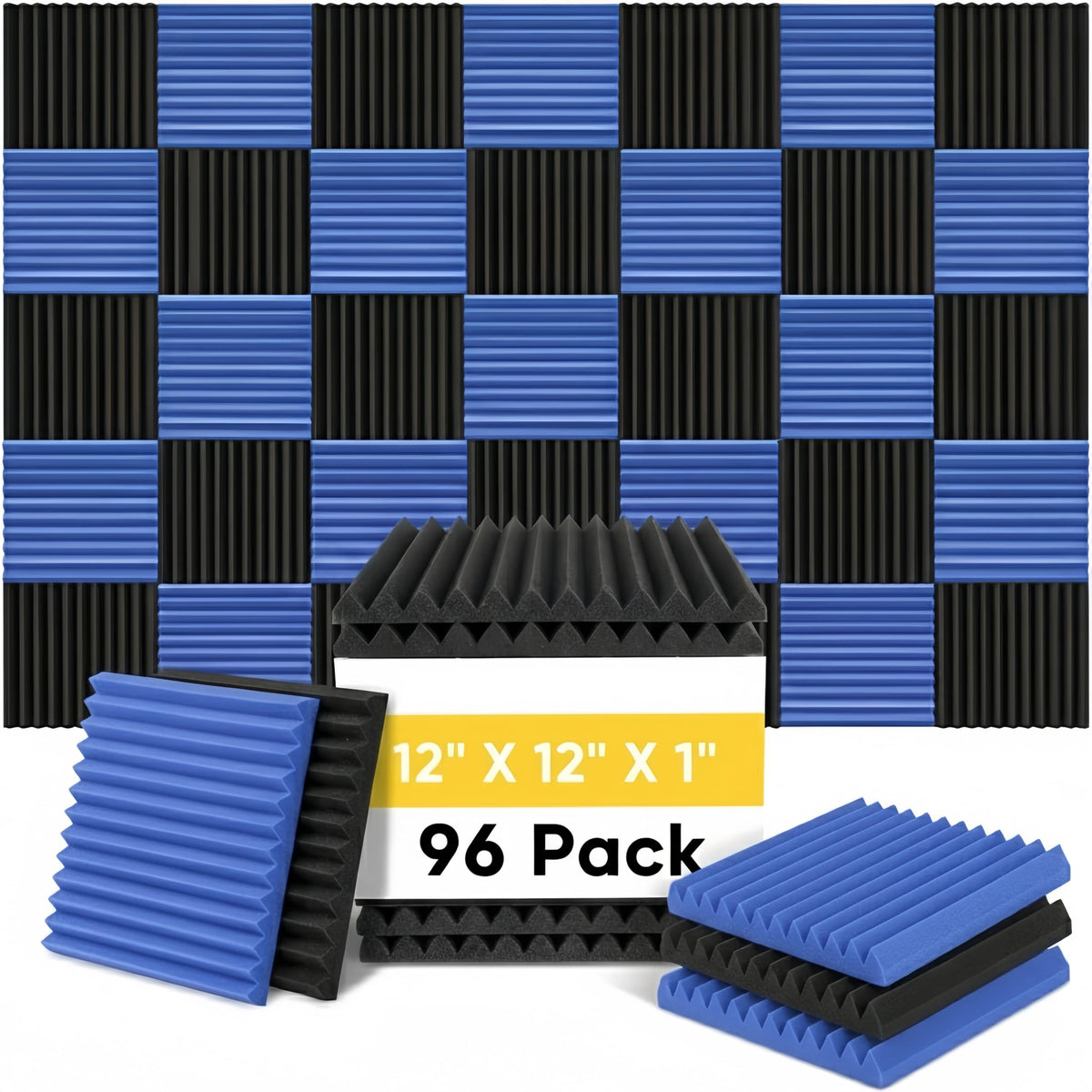 96 Pack Medium Sale Acoustic Foam Soundproof Foam(Accompanied By Double-Sided Adhesive Tape) (96 Black)