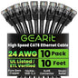 GEARit Cat 6 Ethernet Cable Pack – 10-Pack 10 ft Cat6 Ethernet Patch Cables | RJ45 Network Patch Cable, 10 Gbps Snagless Gold-Plated Connectors – Ethernet Cable Cat 6 for PC, TV, Router – Black