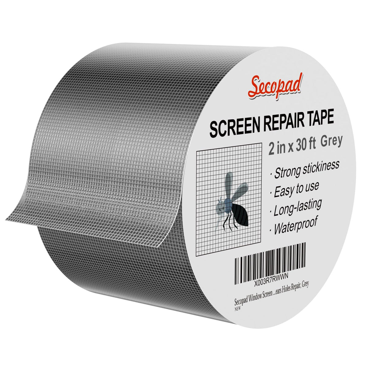 Secopad 4" x 240" (20FT) Screen Repair Tape, Screen Repair Kit, Grey