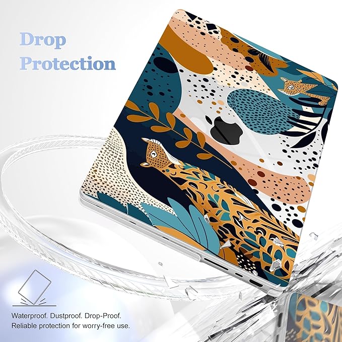 for MacBook Pro 16 inch Case 2021 2022 2023 2024 Release A3186 A3403 M4 A2991 M3 A2780 M2 A2485 M1 Pro/Max, Hard Shell Case with Screen Protector & Keyboard Cover, Leopards