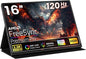 Portable Gaming Monitor 16 Inch QHD 2.5K 2560X1600 16:10 120 Hz Free-Sync 100% sRGB 10 Bit 400 Nits Travel Screen for MacBook, Laptop, PC, Game Consoles, VESA Compatible, with Cover