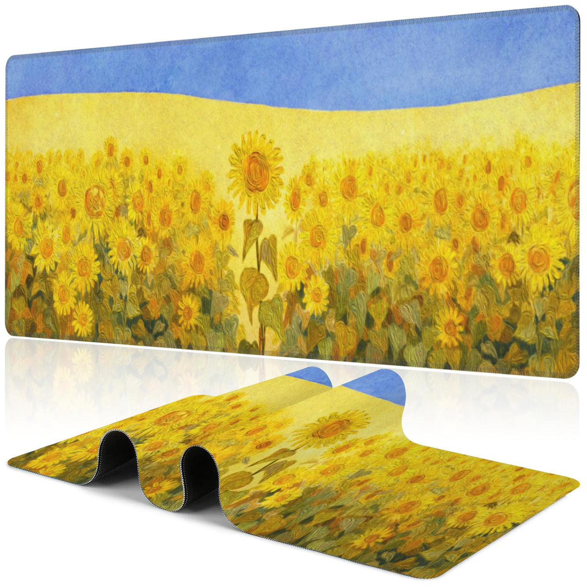 Purple Groovy Flowers Desk Mat,Large Vintage Floral Gaming Keyboard Mouse Pad,Non-Slip Rubber Base Desk Pad Thick Stitched Edges Waterproof Mousepad Mouse Mat 31.5"x11.8"