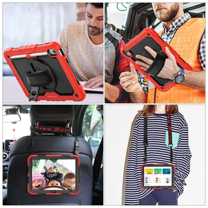 SEYMAC stock Case for iPad (A16) 11th/10th Generation 11''/10.9'' 2025/2022, Full-Body Drop Protection Case with Screen Protector &360° Rotate Hand Strap/Stand, Black+Red