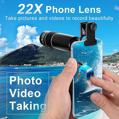 22X Long Focus Telephoto Phone Lens for iPhone and Android, Zoom Cellphone Camera Lens with Phone Clip for Picture Video Taking